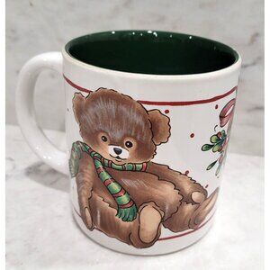 Vintage K.I.C. Teddy Bear Christmas Coffee Mug 10 FL oz Made in Korea